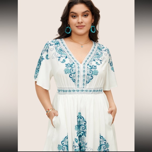 NWT-BEAUTIFUL BloomChic Boho Dress w/ liner. Size: Plus 22-24 - Picture 6 of 16